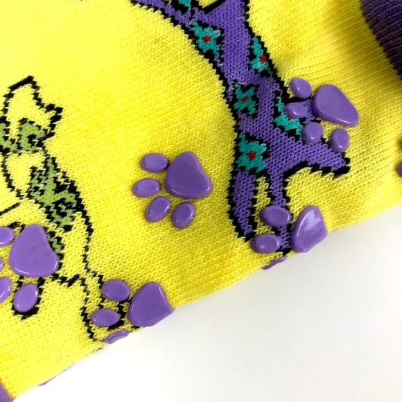 SOLD Women’s Cat Slipper Socks Paw-Print PVC Grip Dots. - Picture 4 of 5